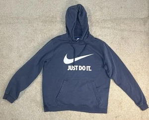 Nike Hoodie Mens Large Blue Just Do It Swoosh Pullover Sweatshirt Athletic Logo - Picture 1 of 5