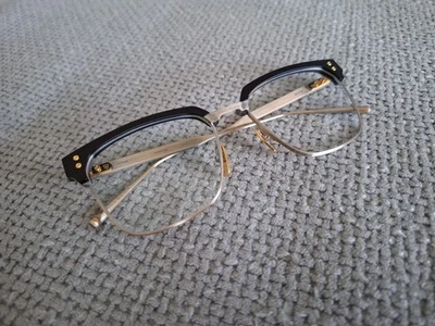 DITA Firaz DTX431-A-01 Square Eyeglasses Brushed Gold & Black 55-18 - Image 1 of 4
