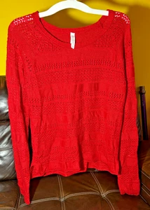 Camicia blusa rossa vintage maglia Aeropostale donna rossa manica lunga grande - Foto 1 di 3