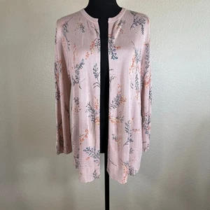 Cardigan donna Daniel Rainn maglia floreale aperto davanti manica lunga rosa nuovo con etichette taglia M - Foto 1 di 12