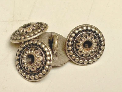 buttons metal silver tone 3/8" 5pcs - Image 1 of 4