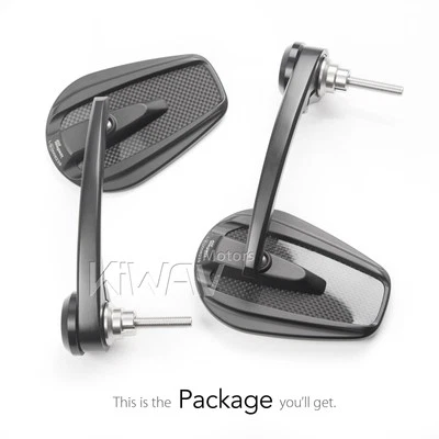 Par de espejos retrovisores con extremo de barra roscado delgado fibra de carbono real se adapta a Indian Scout Bobber Foto 1 de 4