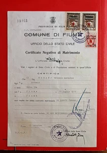 1945 laurana prov. fiume rijeka atto di nascita con marca da bollo sovr. 20 lire - Foto 1 di 2