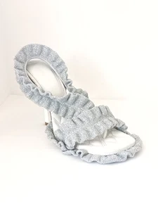 Burberry Silver Metallic Ruff Heel Sandals - Picture 1 of 11