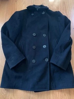 Chaquetón de pana vintage de lana pesada naval azul marino de la Segunda Guerra Mundial bolsillos para hombre S 46 Foto 1 de 4