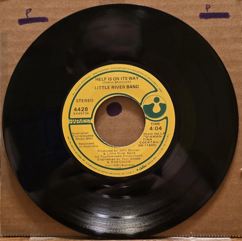 Little River Band - Help Is On Its Way/The Inner Light 1977 Harvest Records 45 - Image 1 of 2
