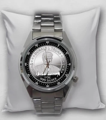 Artículo raro! Donald Trump 1 oz 999 2024 moneda de plata prueba reloj deportivo personalizado! Foto 1 de 2