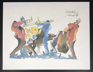 Vintage Leo Meiersdorff New Orleans Jazz Quartet Reproduction Watercolor Print - Picture 1 of 24