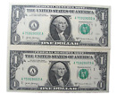 $1 Dollar Bills Unc. Alike Almost Matching Serial # 1 Digit Off -75299 002 & 003