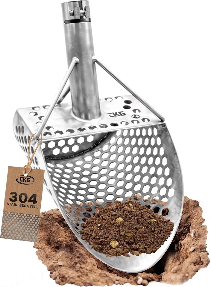 CKG Sand Scoop for Metal Detecting Sand Sifter for Beach Stainles Steel 304 9x6