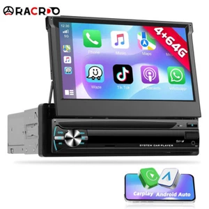 Android 15 4+64GB 1Din Autoradio mit 7" Flip-out Bildschirm BT Carplay GPS Navi - Bild 1 von 24