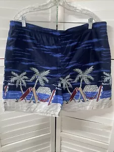 VTG 80s 90s Cherokee Swim Shorts Boardshorts Men’s Navy Floral Hawaiian Large - Picture 1 of 9