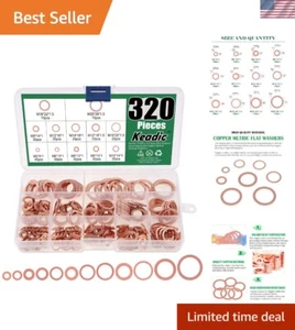 Umfassendes 320-teiliges flaches Kupfer-Unterlegscheiben-Set - ideal für Haus- und Autoprojekte - Bild 1 von 9