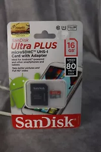 SanDisk 16GB Ultra Micro SDHC Memory Card With Adapter New Factory Sealed - Picture 1 of 2