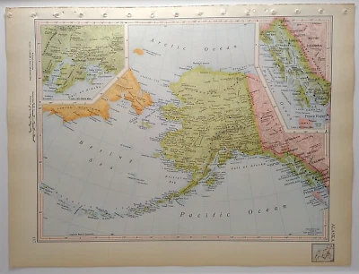 1957 Antique ALASKA Atlas Map - Vintage Encyclopedia Britannica World Atlas - Image 1 of 4