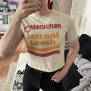 Maruchan NWT Ivory Vintage Looking Cropped IT Boy Clubbing Tee Size Small - Picture 1 of 10