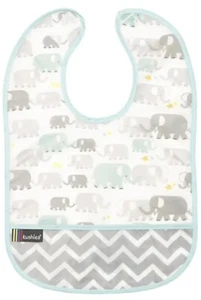 Kushies Cleanbib Toddler 12M+ Waterproof Clean Bib with Pocket Elephant - Picture 1 of 3