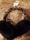 Michael Kors Womens Black Faux Fur Ear-Muffs Knit Leopard Print Acrylic One Size
