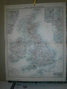 Carte 19° couleur Grand format Les Iles Britanniques - Imagen 1 de 1