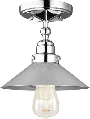 New Feiss FM525CH Hooper Vintage Industrial Chrome Flush Mount Ceiling Light - Image 1 of 3