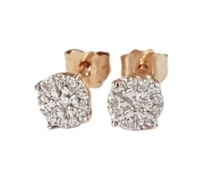 Solid 9ct Gold Diamond Cluster Stud Earrings. 5mm. Two Tone. 375. 9K Jewellery. - Picture 1 of 9