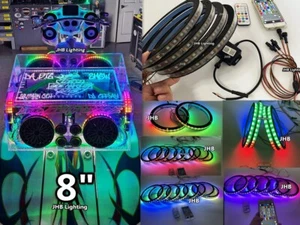 Set of 8"Remote APP Dream CHASING FLOW LED Car Subwoofers Speaker Rings Lights - Picture 1 of 59