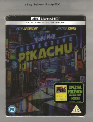 POKEMON : DETECTIVE PIKACHU - UK EXCLUSIVE 4K + BLU RAY STEELBOOK - NEW & SEALED - Image 1 of 4