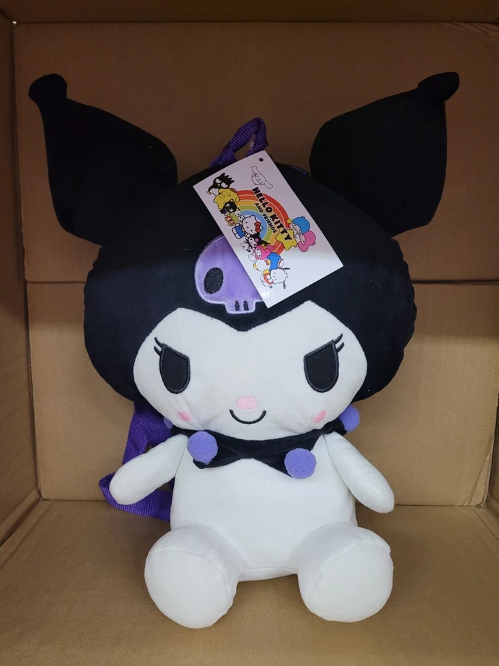 Оригинальный Hello Kitty Sanrio Kuromi плюшевый рюкзак 16 «x 11» мягкая кукла новый с Ярлыками L@@K - Изображение 1 из 2