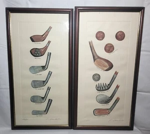 2 x Marty Fyne Style Limited Edition Signed Golf Clubs & Balls Prints DAMAGE - Picture 1 of 24
