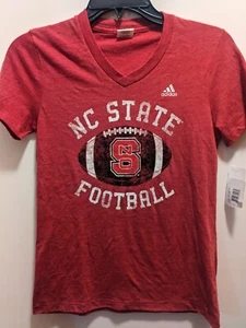 NC State Wolfpack Football Youth Small Red V Neck Short Sleeved Shirt NWT - Picture 1 of 6
