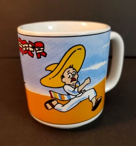 South of the Border Ceramic Mug with Pedro and Bull Running Cartoon 3 1/2" Tall - Imagen 1 de 7