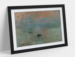 CLAUDE MONET, IMPRESSION SUNRISE -ART FRAMED POSTER PICTURE PRINT- BLUE ORANGE - Picture 1 of 10