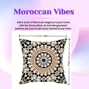 2-Mediterranean Moroccan Throw Pillows Cover 17.7” – Geometric Boho Cushion Case - Picture 1 of 6