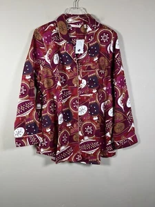 Soft Surroundings Womens 1X Jolly Good Ornaments Flannel Pajama Set Festive New - Picture 1 of 9