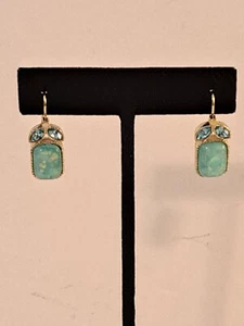 Blau grüne Faux Opal Draht Ohrringe 3/4" - Bild 1 von 3