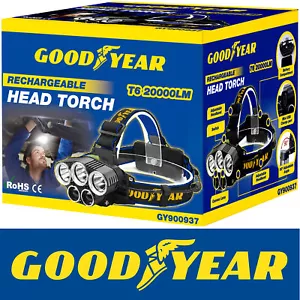 Goodyear Head Light Torch Lamp Headlamp Cree LED Rechargeable Flashlight 20000LM - Picture 1 of 10