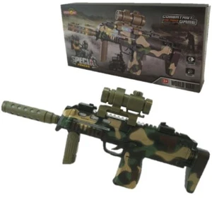 KIDS MP7 Camo SNIPER RIFLE TOY GUN LIGHTS SOUND VIBRATION BOYS ARMY SOLDIER - Picture 1 of 4