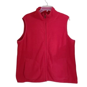 Laura Scott Reversible Red Fleece Plush Teddy Fuzzy Full Zip XL Winter Vest - Picture 1 of 10