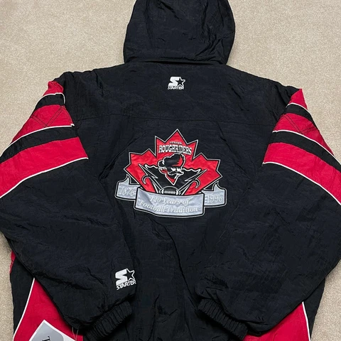 Ottawa Rough Riders Jacket Men XL Black Starter CFL Football Vintage 90s New Tag Cover