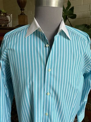 Van Laack Royal Dress Shirt Mens Sz XL  Turquoise Blue Classic Button Down 44 - Image 1 of 4