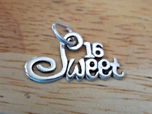 ¡Dije de cumpleaños 16/16 dulce plata esterlina 21x12 mm! - Imagen 1 de 4