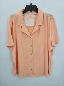 Blusa boho suave envolvente para mujer XL naranja crepé manga corta abotonada - Imagen 1 de 10