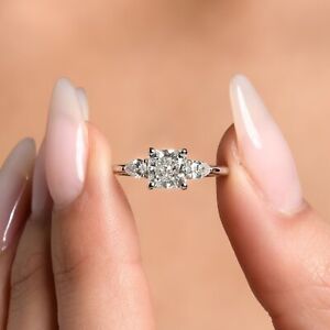 Gorgeous Cushion Cut Diamond 14k White Gold Finish Engagement Ring Size 8