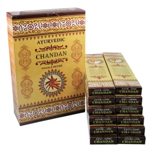 Paquete de palitos de incienso ayurvédicos Chandan Masala Agarbat de 12X15gm cada 180 palo - Imagen 1 de 5