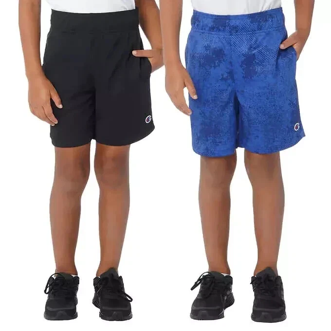 Boy's Champion Shorts 2 Pack Black Blue Large 14 - 16