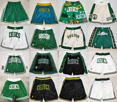 Adult Boston Celtics Short Pants Stitched With Pocket S-3XL