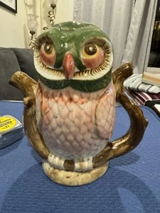 Vintage Rare Tony Wood Owl Nesting on a Branch Teapot - Picture 1 of 10
