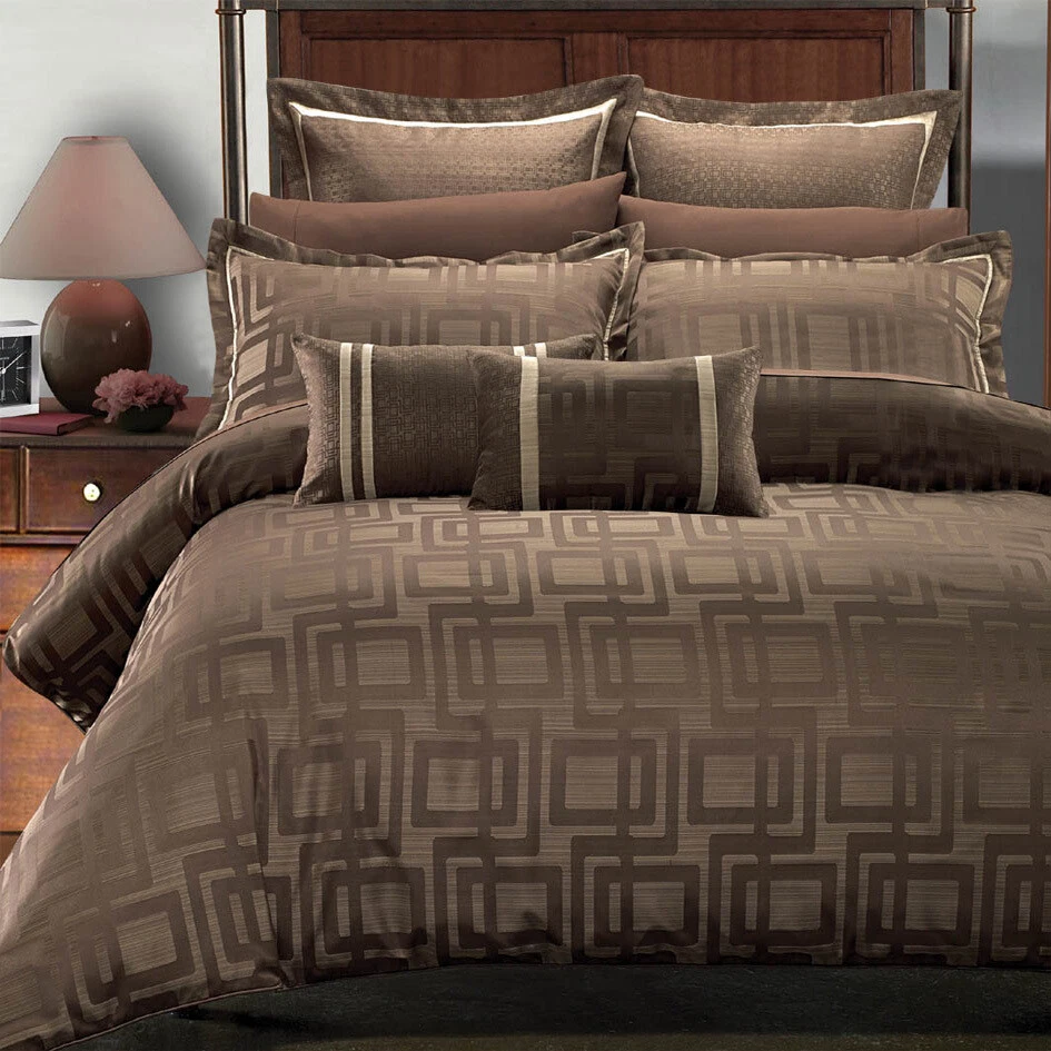 8 PC Janet Jacquard Bedding Set Includes [ Alt Comforter + Duvet Set + Shams ]  - Image 1 of 4