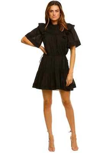 MAGALI PASCAL Giselle Mini Cotton Dress Black Size 10 AU Preloved - Picture 1 of 6