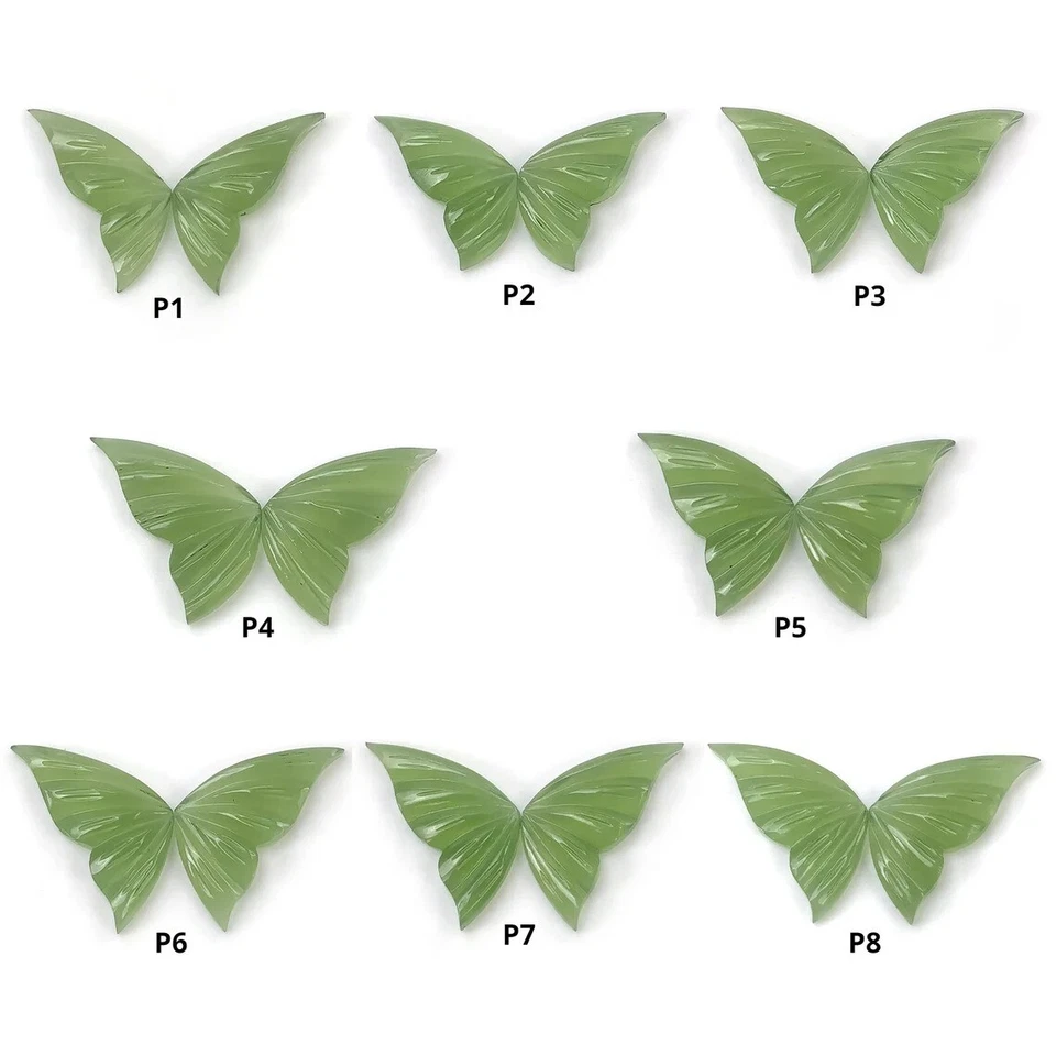 Par de borboletas esculpidas à mão de pedras preciosas ANTIGORITA SERPENTINA natural não tratada - Imagem 1 de 1